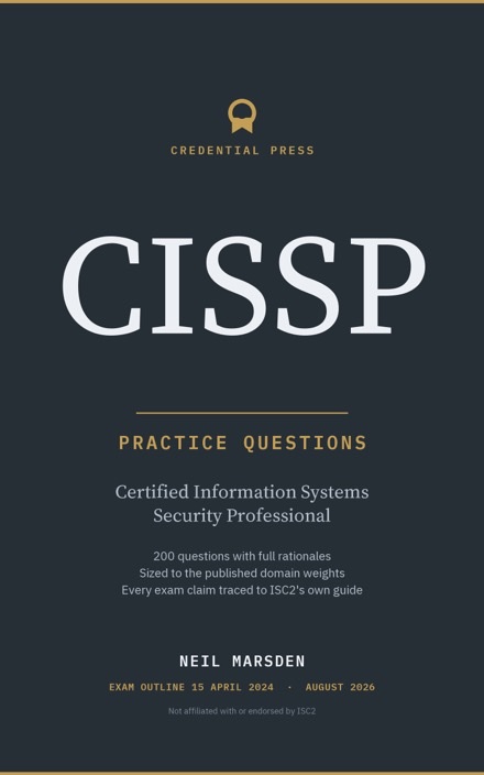 Front cover of CISSP Practice Questions, Practice questions with full rationales, sized to the published domain weights.