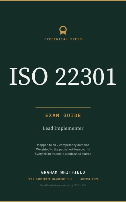 Placeholder cover for ISO 22301 Lead Implementer Exam Guide, marked coming soon.