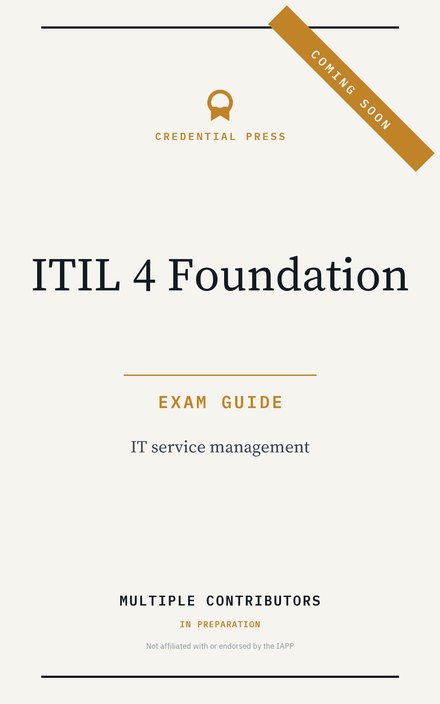 Placeholder cover for ITIL 4 Foundation Exam Guide, marked coming soon.